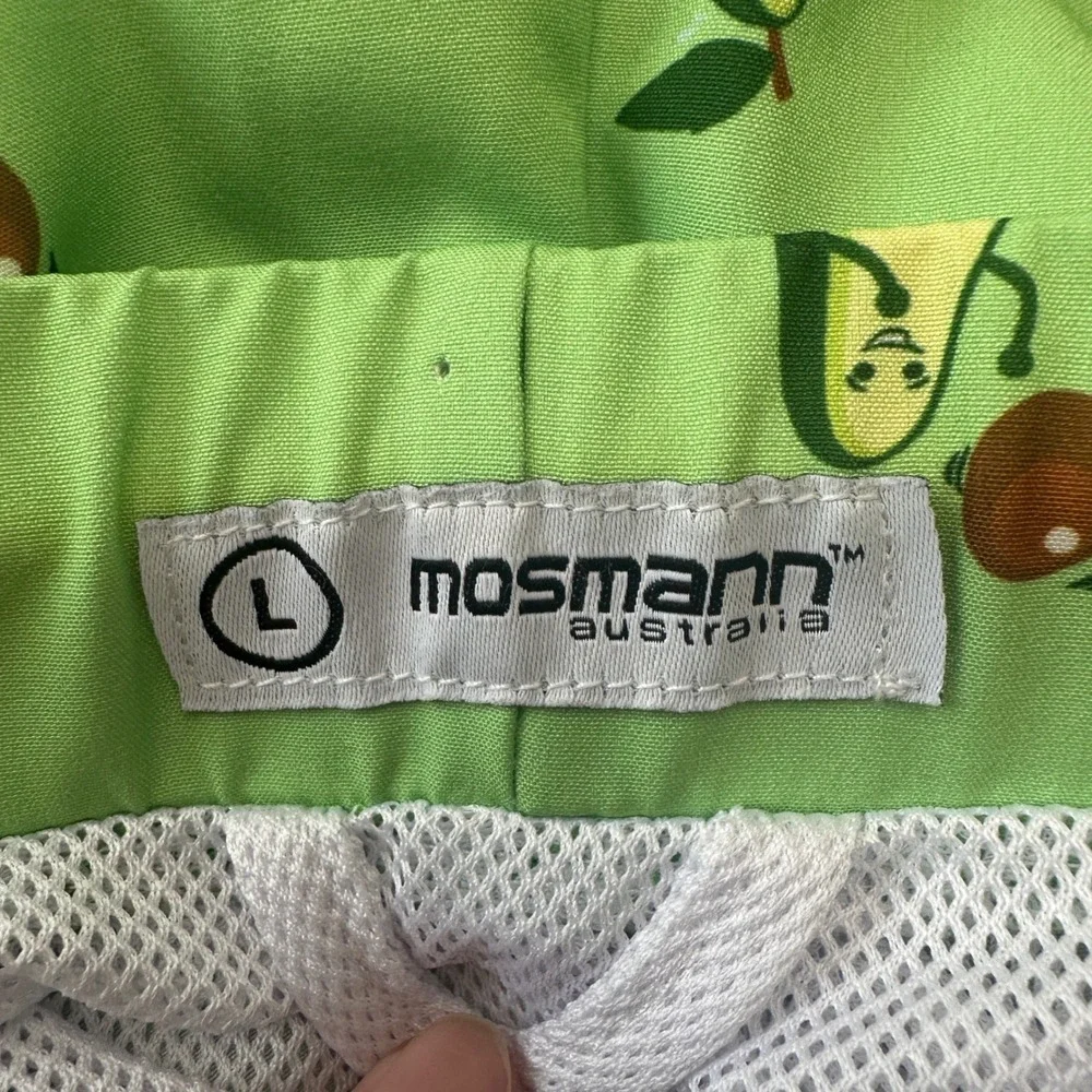 Mosmann Avocado Print Swim Trunks Athletic Gym Shorts‎ Pockets Men's Large
